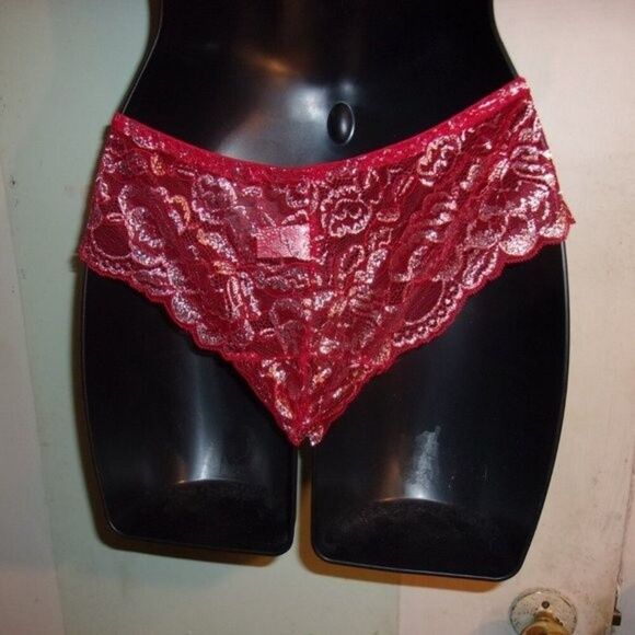 Youmita 36B Chili Pepper Metallic Lace Strappy Bra & Medium Lace Hipster NWT - Picture 10 of 10